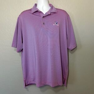 FootJoy‎ Golf Shirt Short Sleeve Striped Blue Pink Embroidered Crest Size XL
